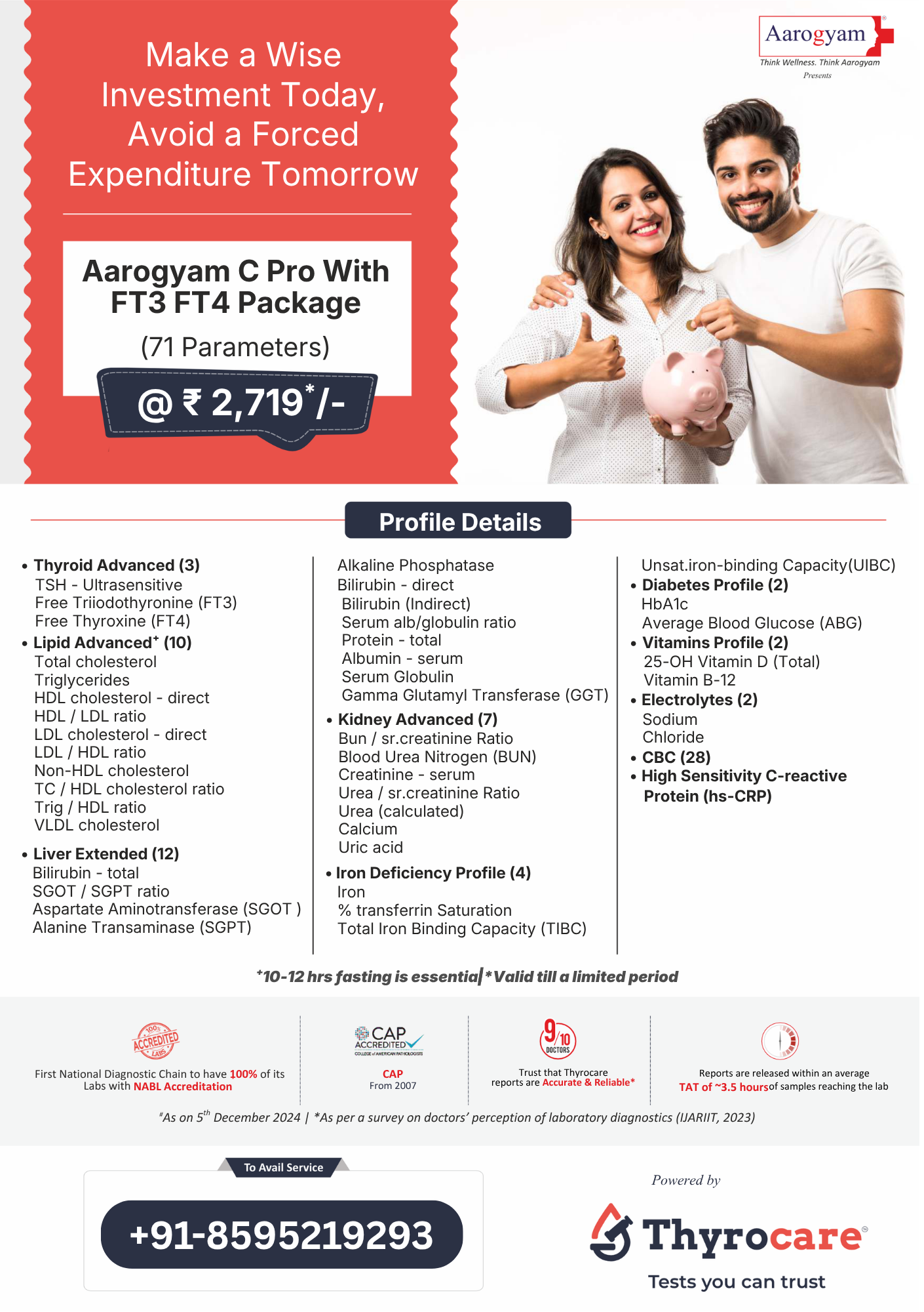 AAROGYAM C PRO WITH FT3 FT4 PACKAGE