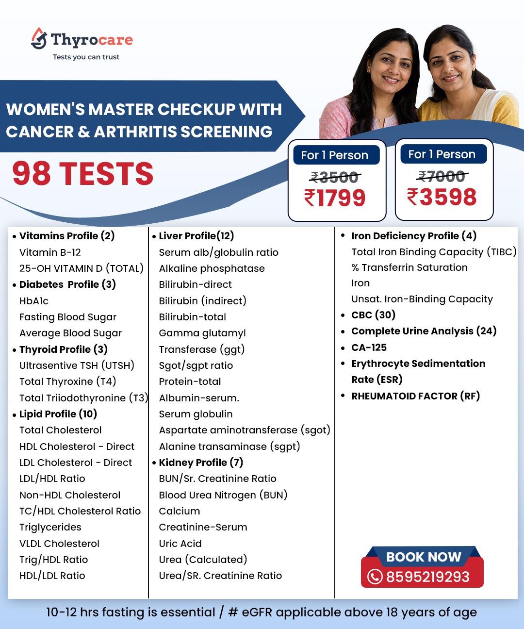 WOMENS MASTER CHECKUP WITH CANCER & ARTHRITIS SCREENING